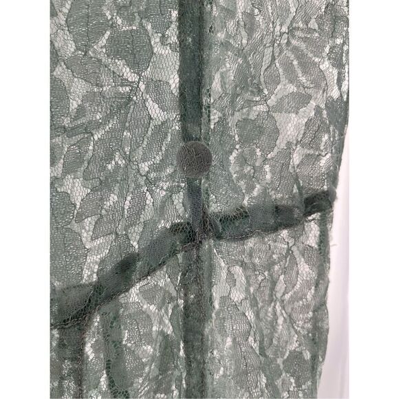Vintage Women's Lace Sheer Crew Neck Midi A-Line Dress Green Size Medium - Picture 3 of 4